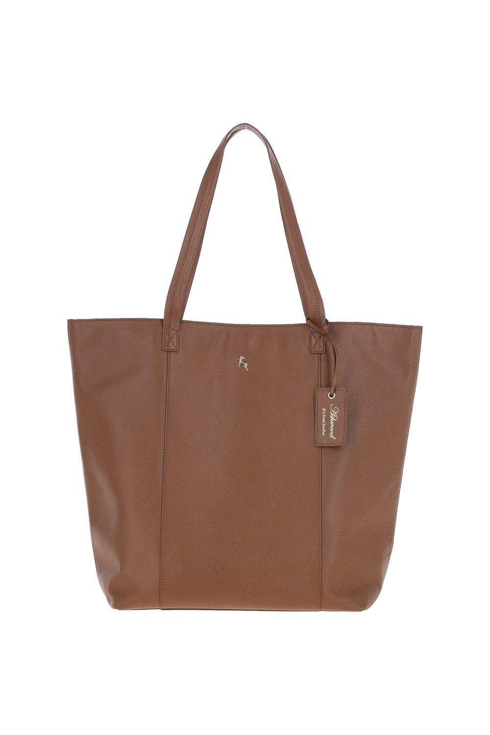брелок натуральная кожа Кожаная сумка-шоппер Объемная с длинной ручкой Ashwood Leather, коричневый