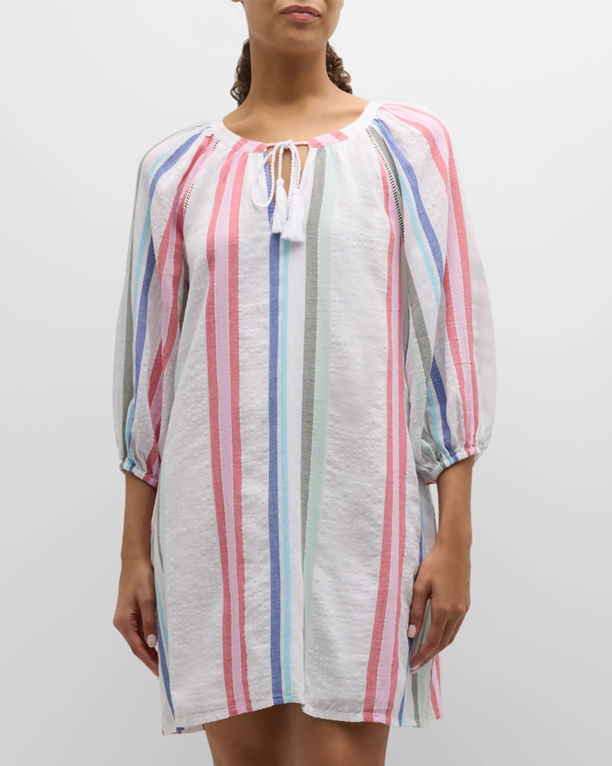 

Мини-платье добби в несколько полосок Tommy Bahama, цвет White