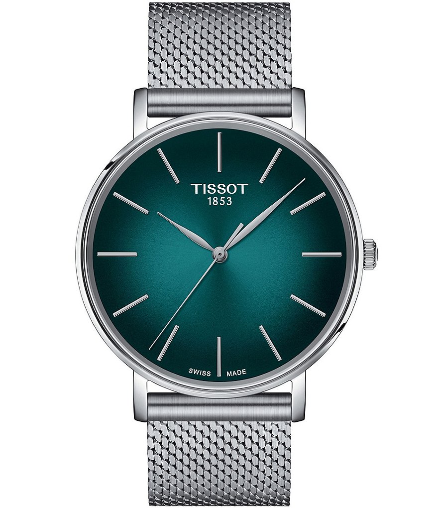 Мужские часы Tissot Everytime с аналоговым кварцевым браслетом из нержавеющей стали, серебро