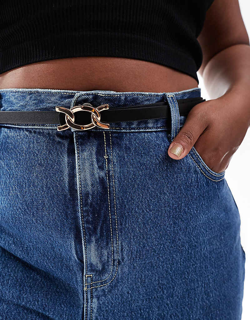

Черный джинсовый ремень с цепочкой на бедре и талии ASOS DESIGN Curve