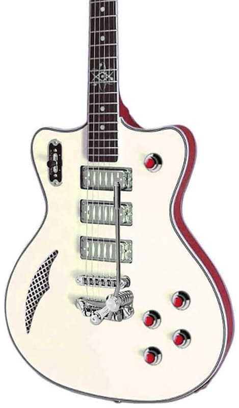 Электрогитара Eastwood Bill Nelson Astroluxe Cadet DLX Vintage Cream and Fiesta Red