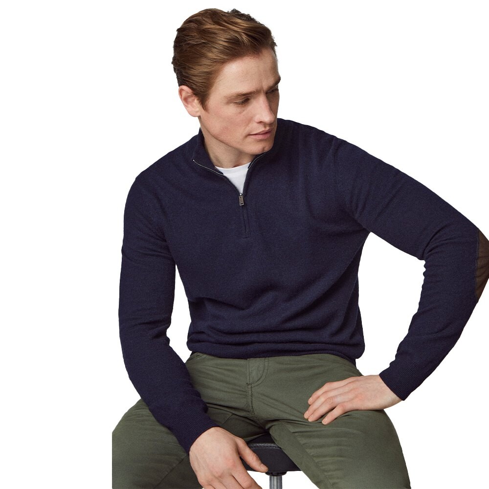 Свитер Hackett Merino Half Zip, синий