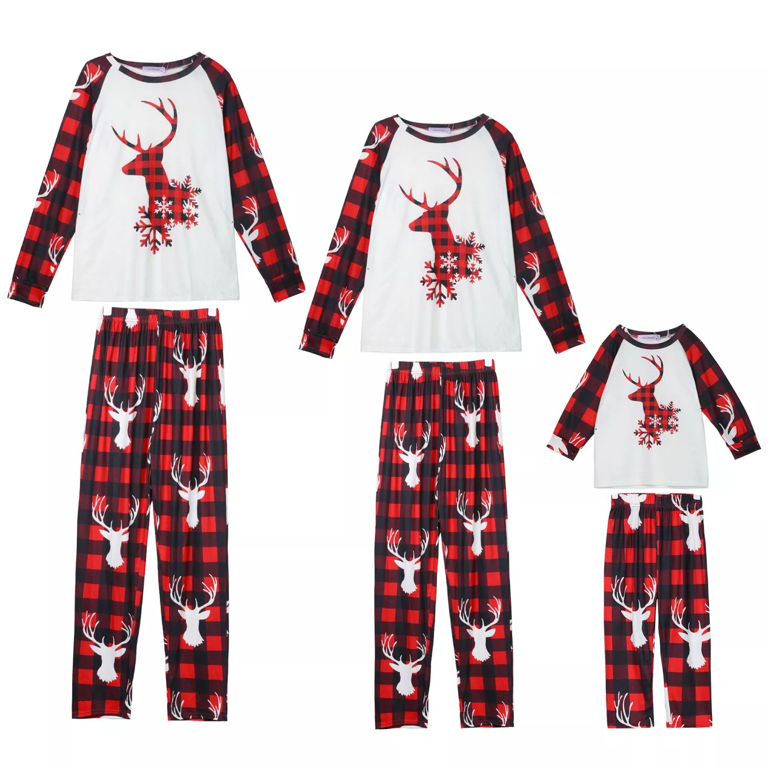 цена Семейные рождественские пижамные комплекты, женская футболка с длинными рукавами и клетчатые брюки с изображением оленя cheibear