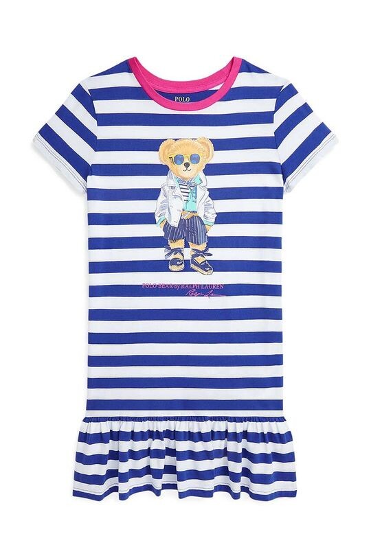 

Детское хлопковое детское платье Polo Ralph Lauren, темно-синий