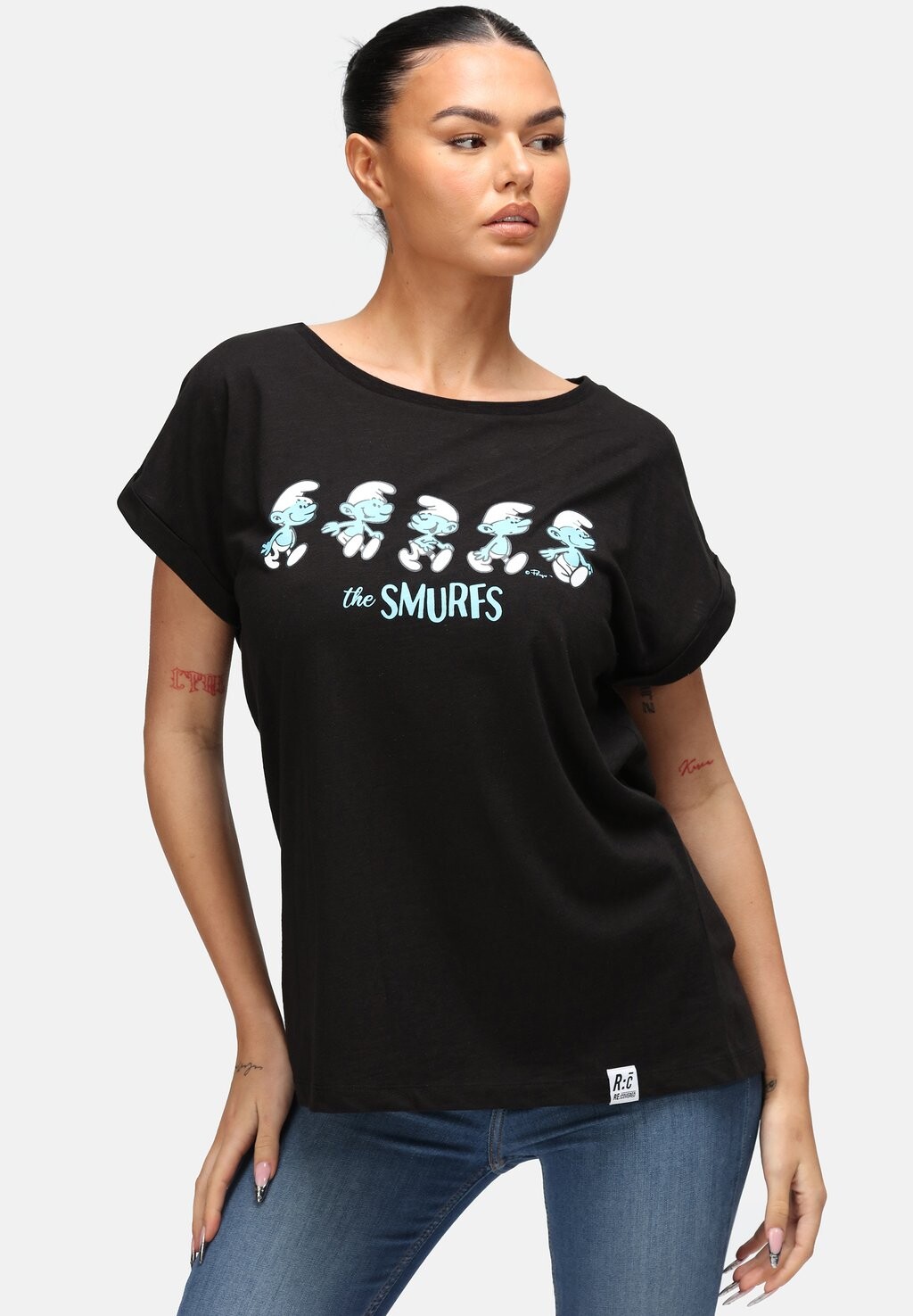 

Футболка с принтом SMURFS CHARACTER LINE BOYFRIEND Re:Covered, цвет black