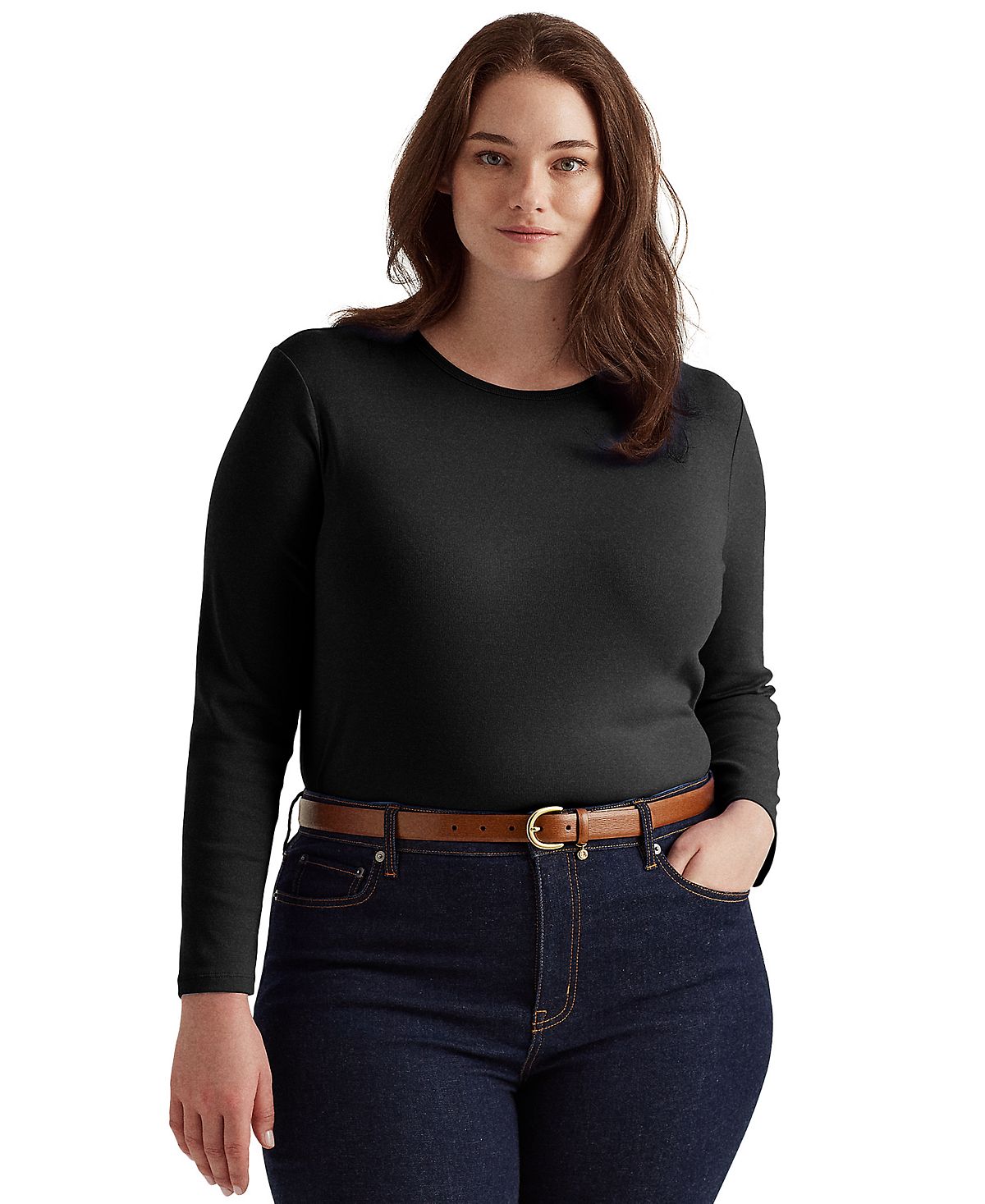 Эластичная футболка с длинными рукавами больших размеров Lauren Ralph Lauren кроссовки polo ralph lauren jogger leather white black