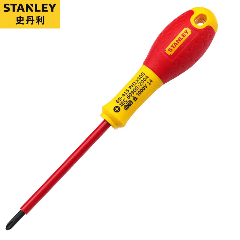 STANLEY Отвертка с крестовой изоляцией и двухцветной ручкой PH0x75mm 65-414-14, одинарная