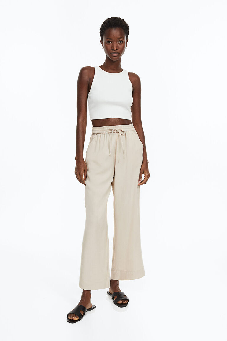 

Брюки без застежки из лиоцелла H&M, бежевый