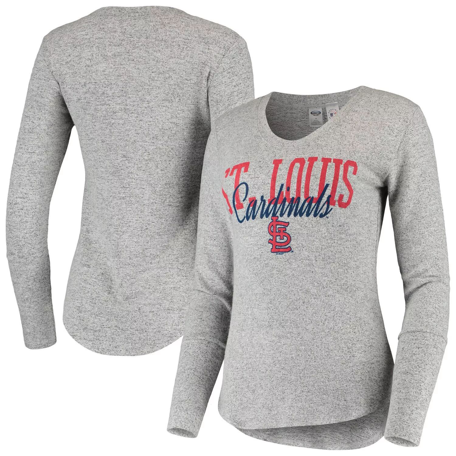 Женская серая футболка Concepts Sport с длинными рукавами St. Louis Cardinals Tri-Blend