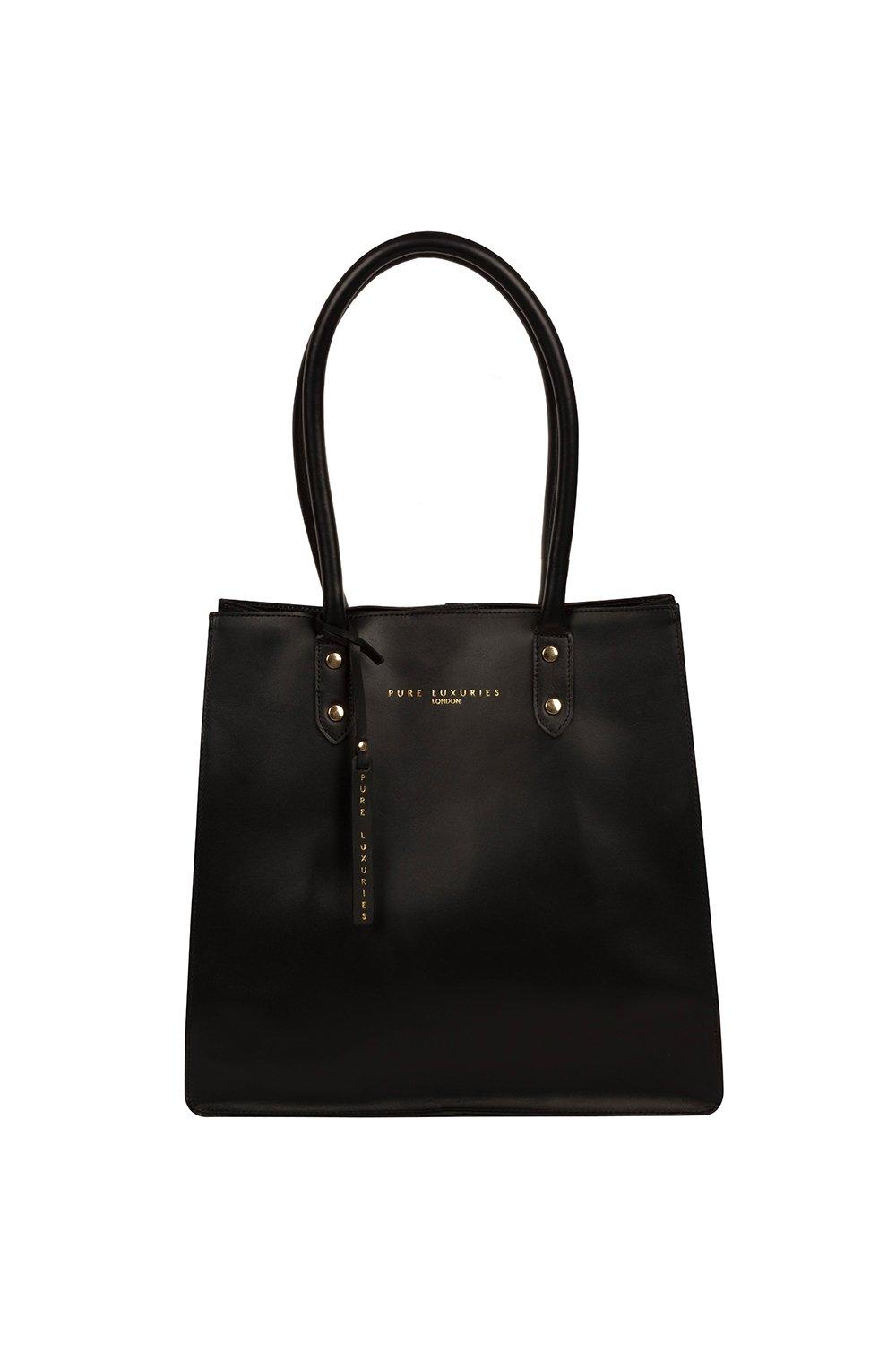 Сумка-шоппер Henley из кожи растительного дубления Pure Luxuries London, черный сумка тоут женская из мягкой пу кожи матовая 2020