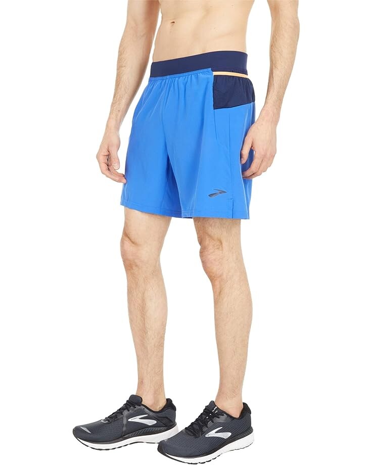 

Шорты Brooks Sherpa 7" 2-in-1 Shorts, цвет Amparo Blue/Navy/Fluoro Orange