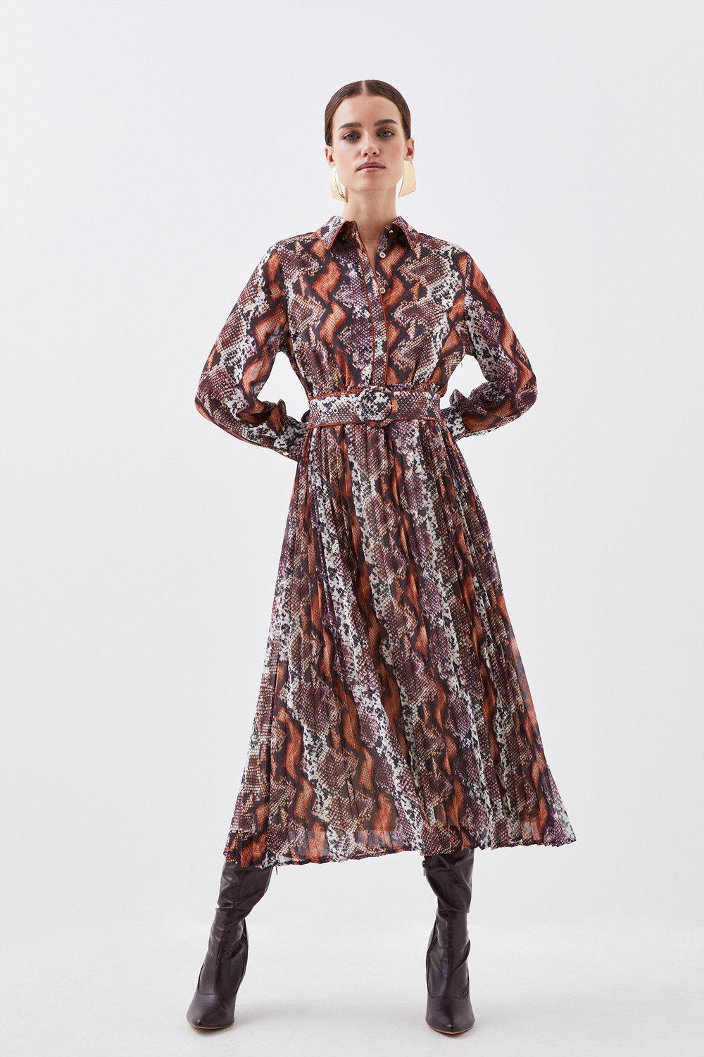 Плиссированное платье макси из жоржета для миниатюрных размеров Karen Millen, мультиколор