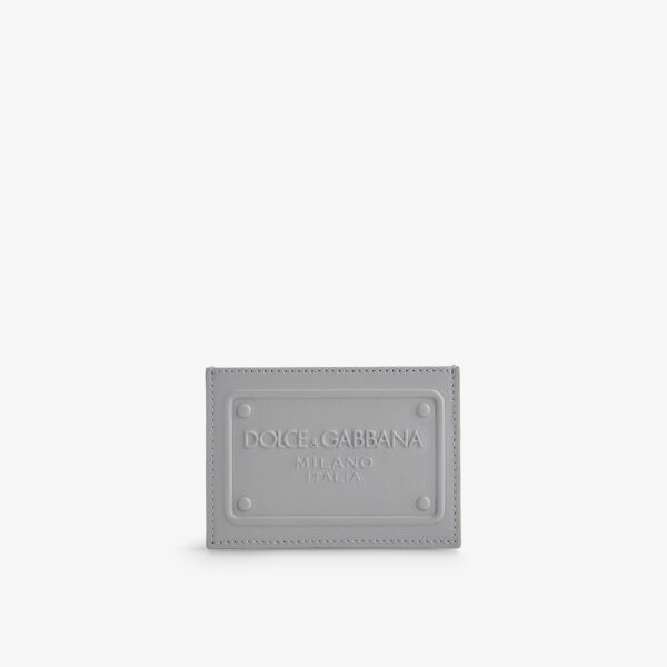 

Визитница из кожи с тиснением бренда Dolce & Gabbana, графит