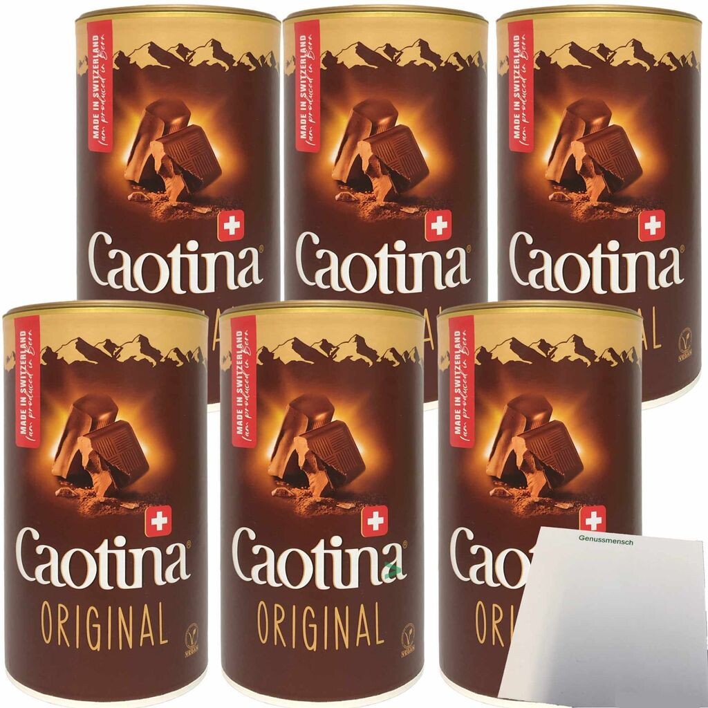 

Caotina Original какао-порошок для питья из настоящего швейцарского шоколада упаковка 6 шт. (6 банок по 500 г) + блок usy