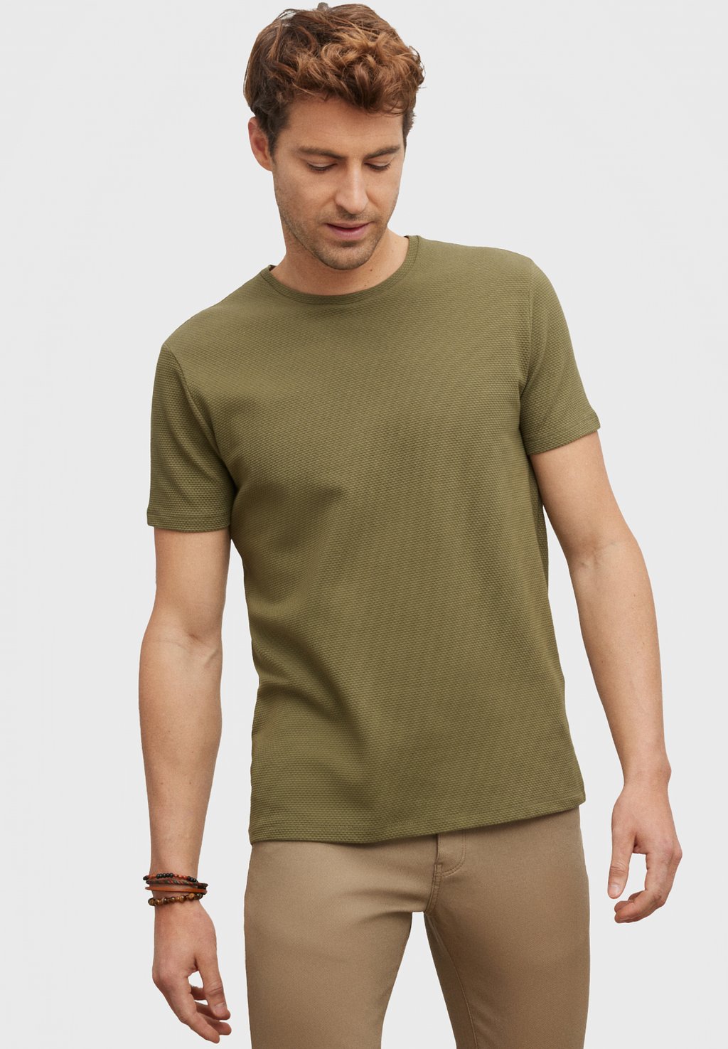buttons simple solid color men spring t shirt fit t shirt placket for work Футболка базовая FIGURED AC&CO / ALTINYILDIZ CLASSICS, цвет Slim Fit Figured T-Shirt