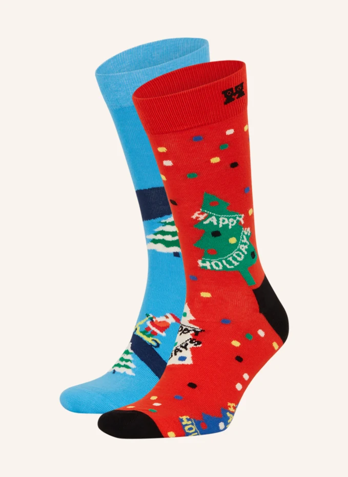 цена Комплект из 2 носков happy holiday в подарочной упаковке Happy Socks, синий