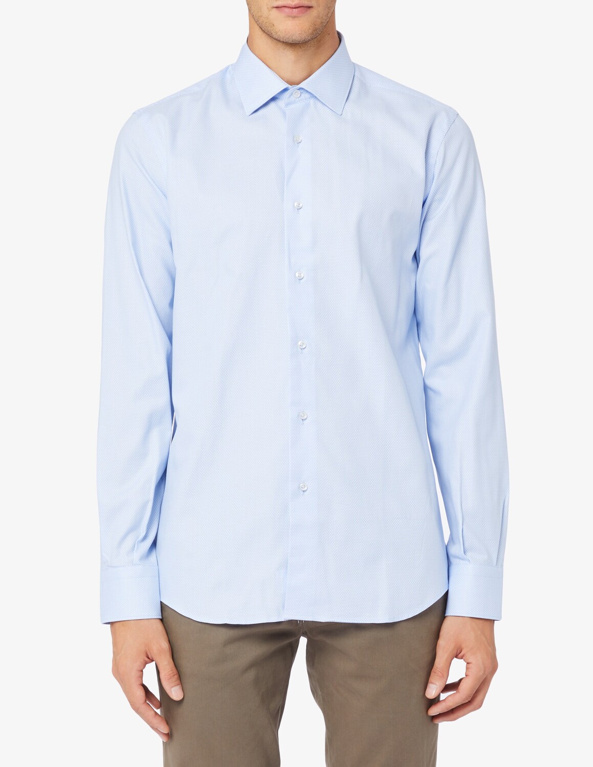 

Рубашка Modern Clas с микростойкой Sartoria Italiana, светло-синий