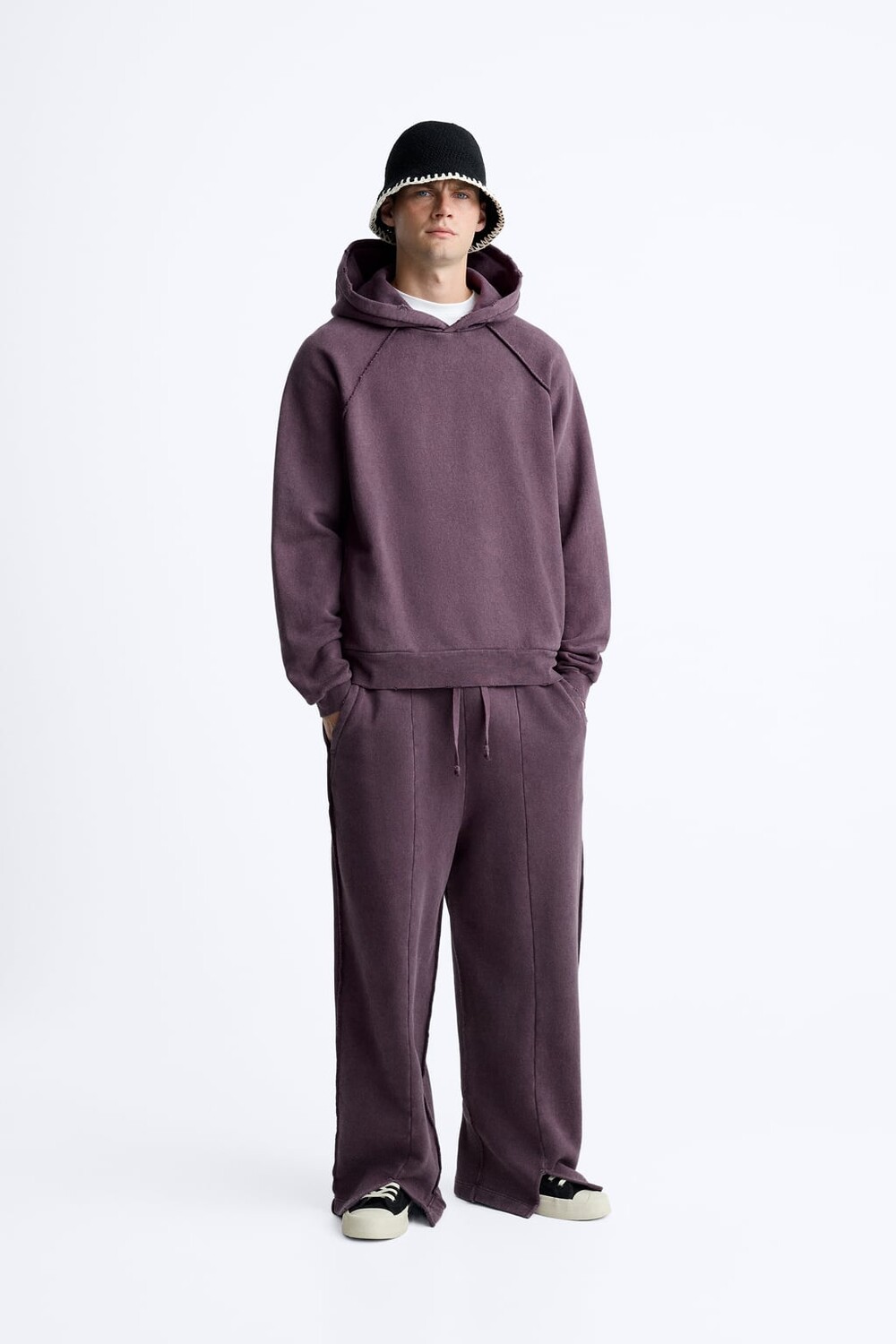 

Вытяженные джоггеры с рифами ZARA, бордовый, Красный