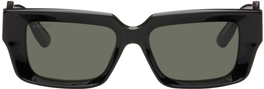 

Черные прямоугольные солнцезащитные очки Gucci, цвет Black