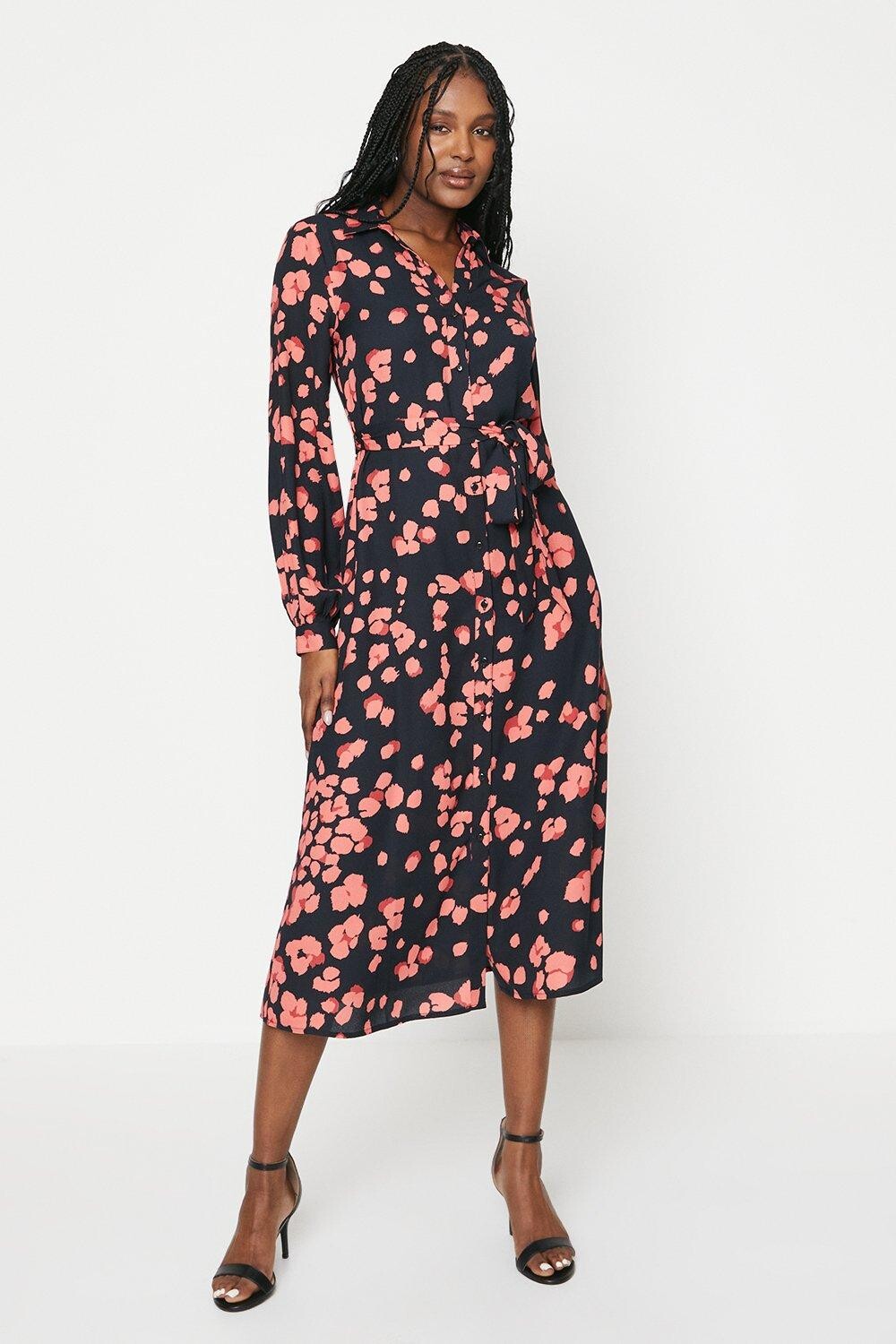 

Платье-рубашка миди с леопардовым принтом Dorothy Perkins, мультиколор, Коричневый