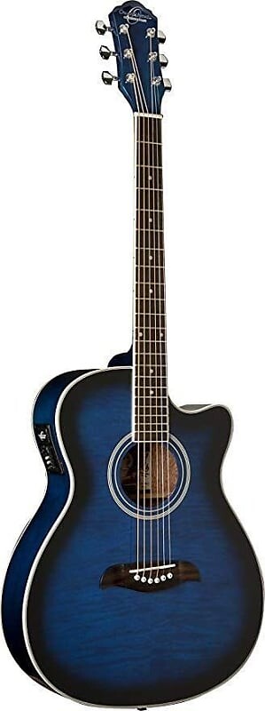 

Акустическая гитара Oscar Schmidt OACEFTBL Transparent Blue Auditorium Acoustic Electric Guitar
