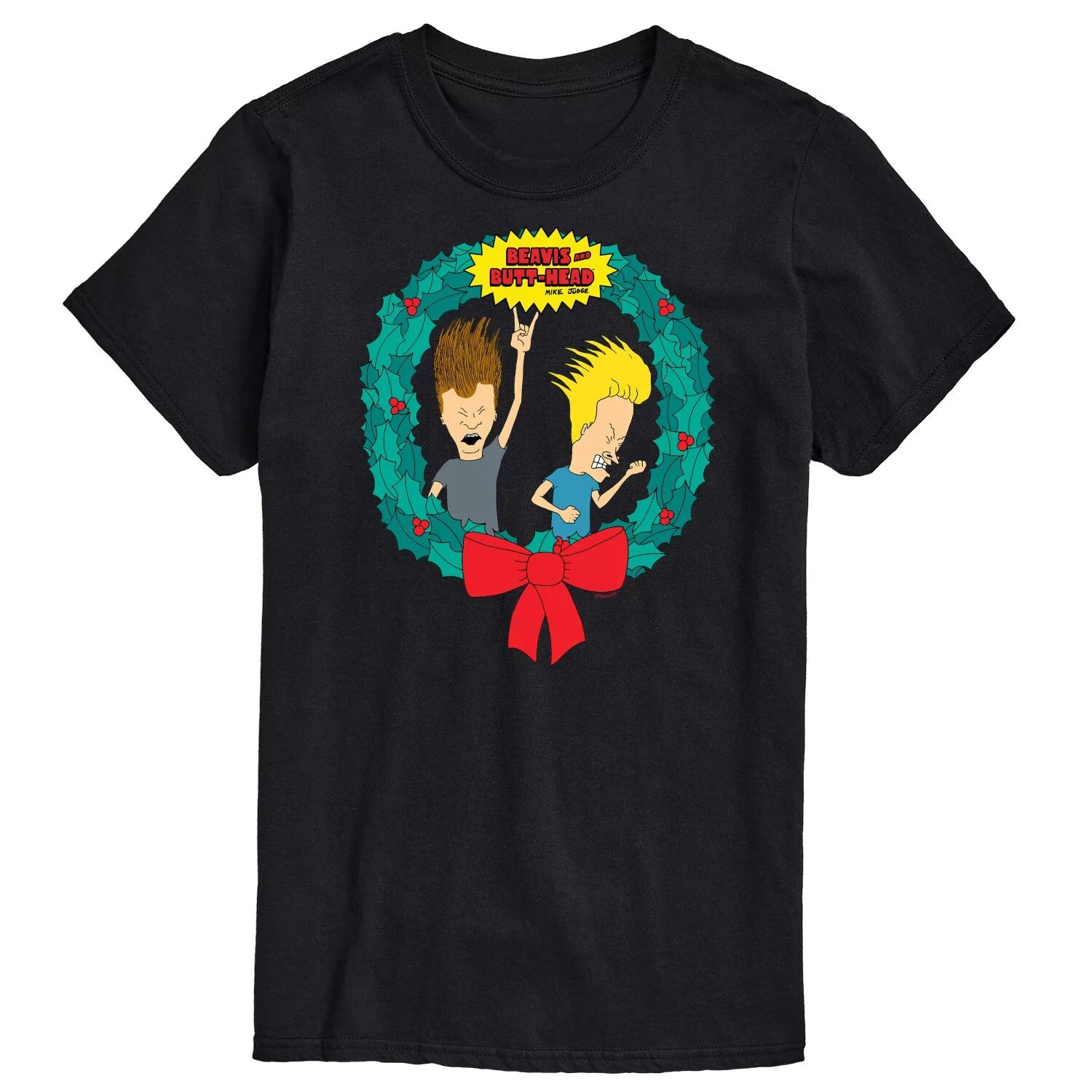 

Футболка Big & Tall Beavis & Butthead Rockin с венком Licensed Character, черный