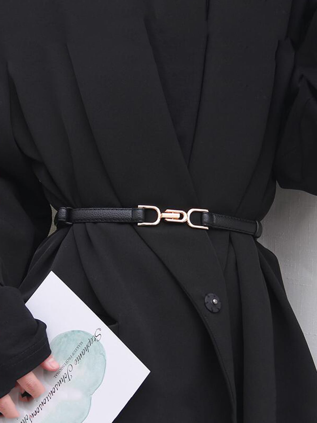 1 шт. женский минималистичный модный тонкий ремень, для украшения одежды, черный