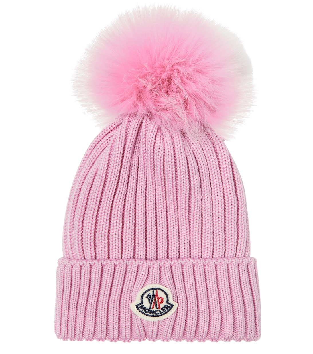 Шапка-бини из натуральной шерсти с логотипом Moncler Enfant, розовый шапка бини из шерсти и кашемира с логотипом moncler розовый