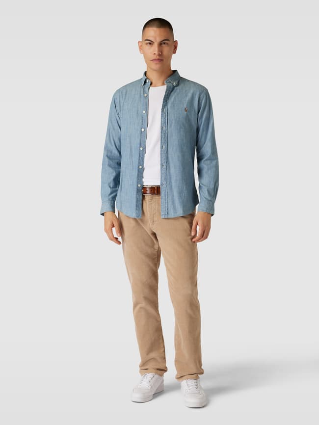 Повседневная рубашка облегающего кроя в джинсовом стиле Polo Ralph Lauren, джинс