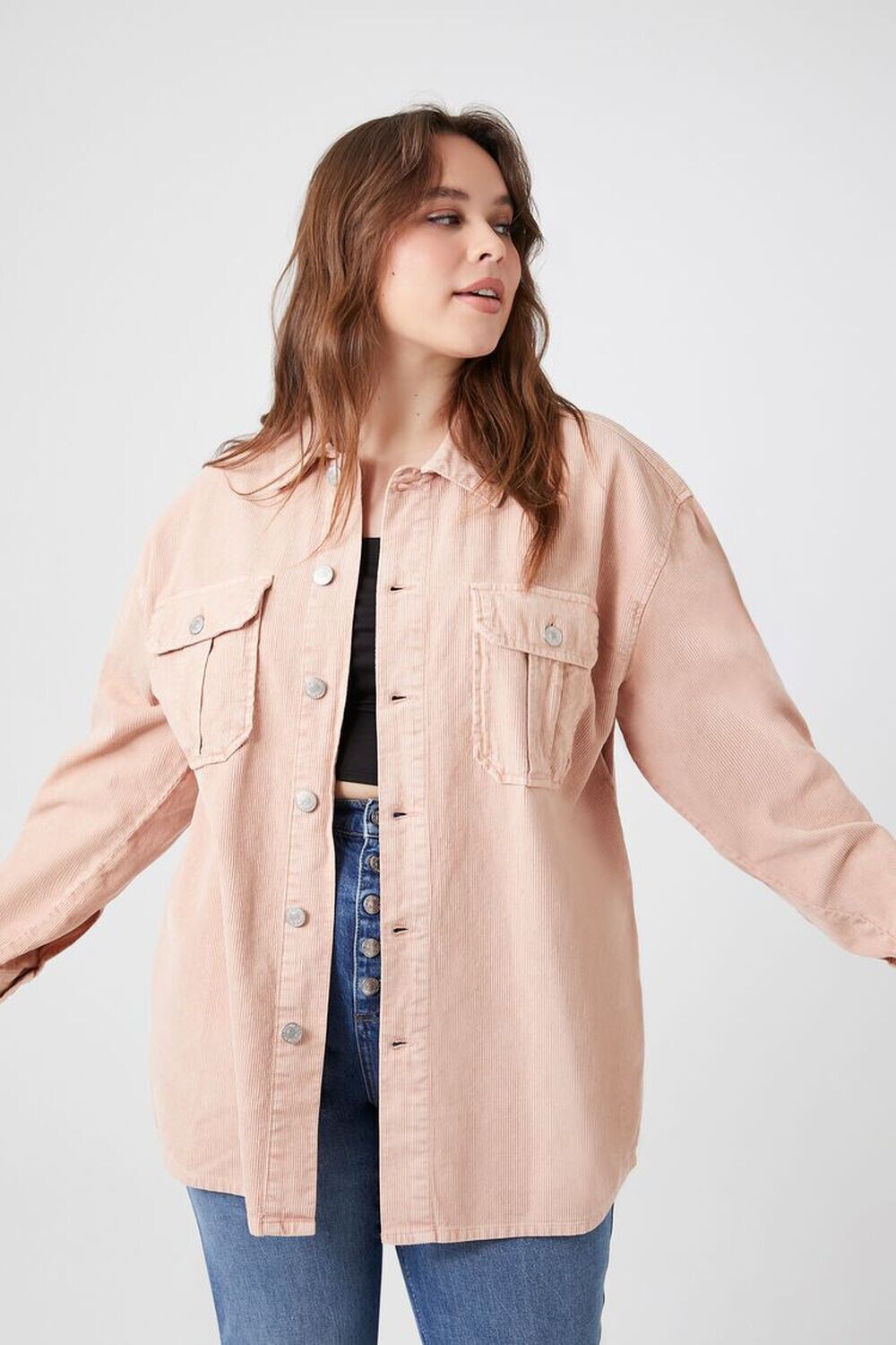 

Вельветовая куртка больших размеров Forever 21, розовый