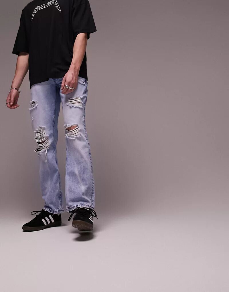 

Светлые свободные рваные джинсы Topman, Серый