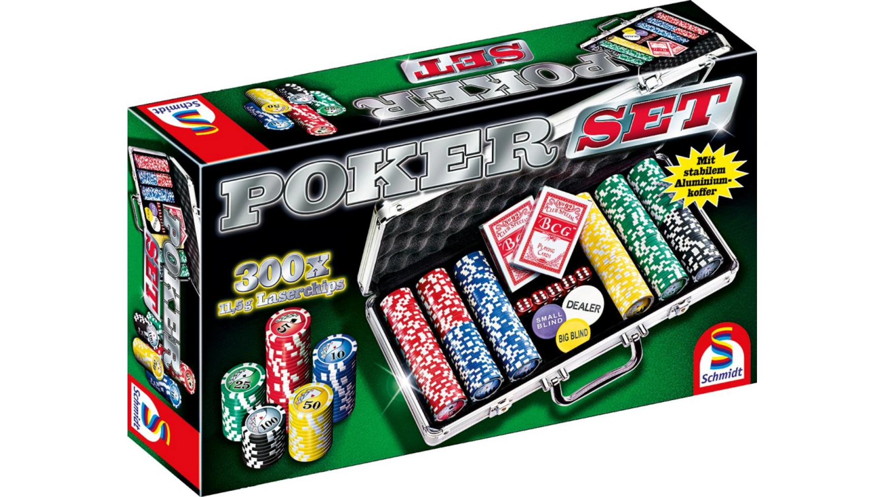 Schmidt Spiele Набор для покера 49388 фабрика покера набор из 300 фишек для покера с номиналом в черном кейсе