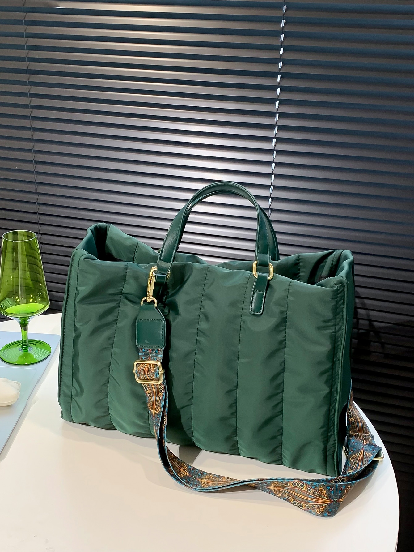 Легкая деловая повседневная стеганая большая сумка через плечо для девочек-подростков, зеленый