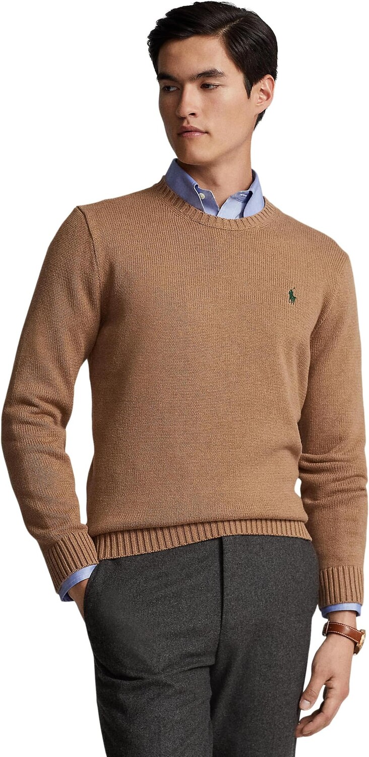 

Хлопковый свитер с круглым вырезом Polo Ralph Lauren, цвет Latte Brown Heather