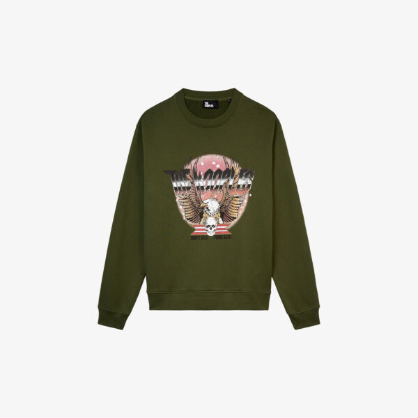 

Толстовка из хлопка с графичным принтом The Kooples, цвет used kaki