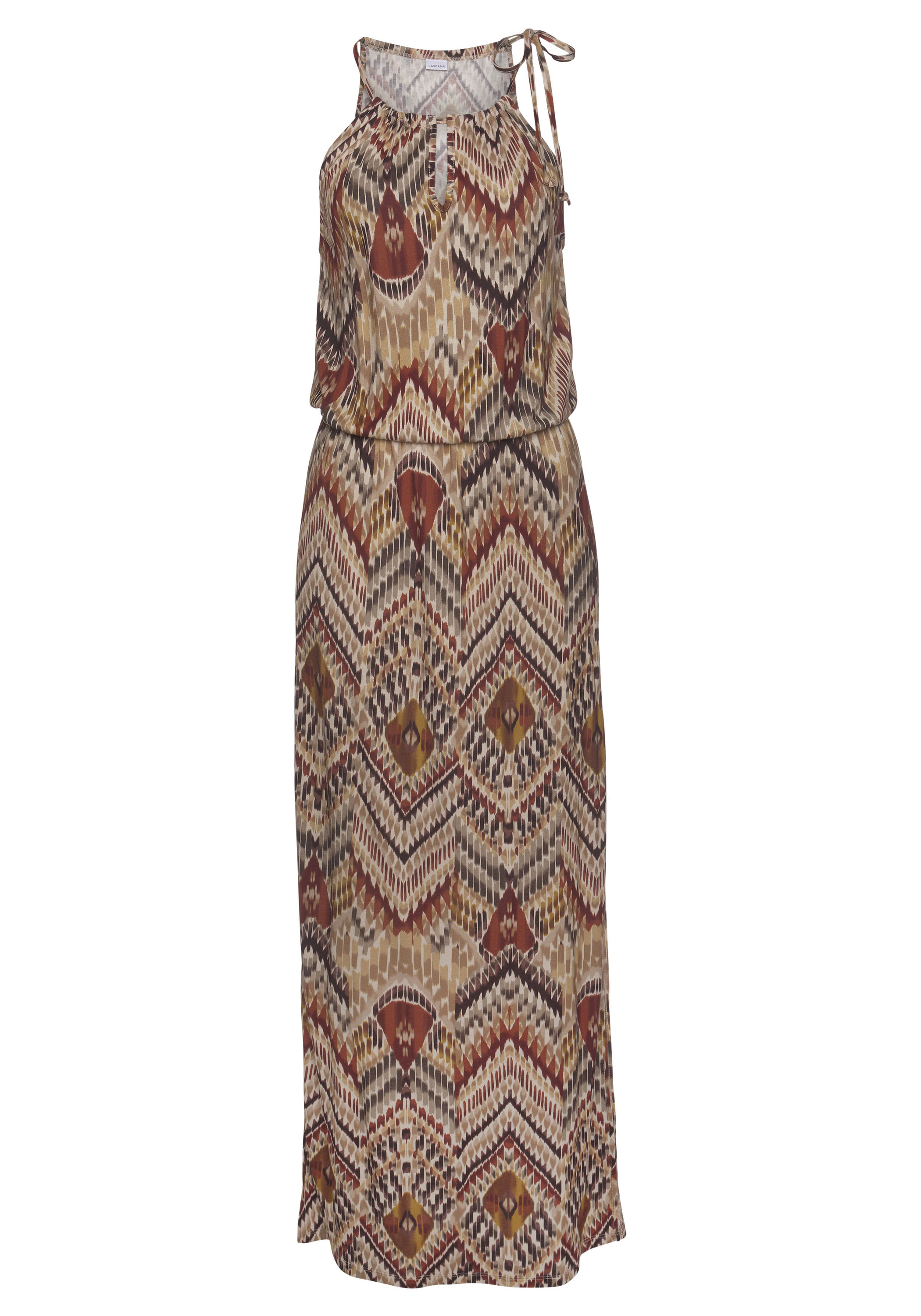 Платье LASCANA Maxi, цвет braun-bedruckt платье lascana wickel цвет braun lindgrün bedruckt