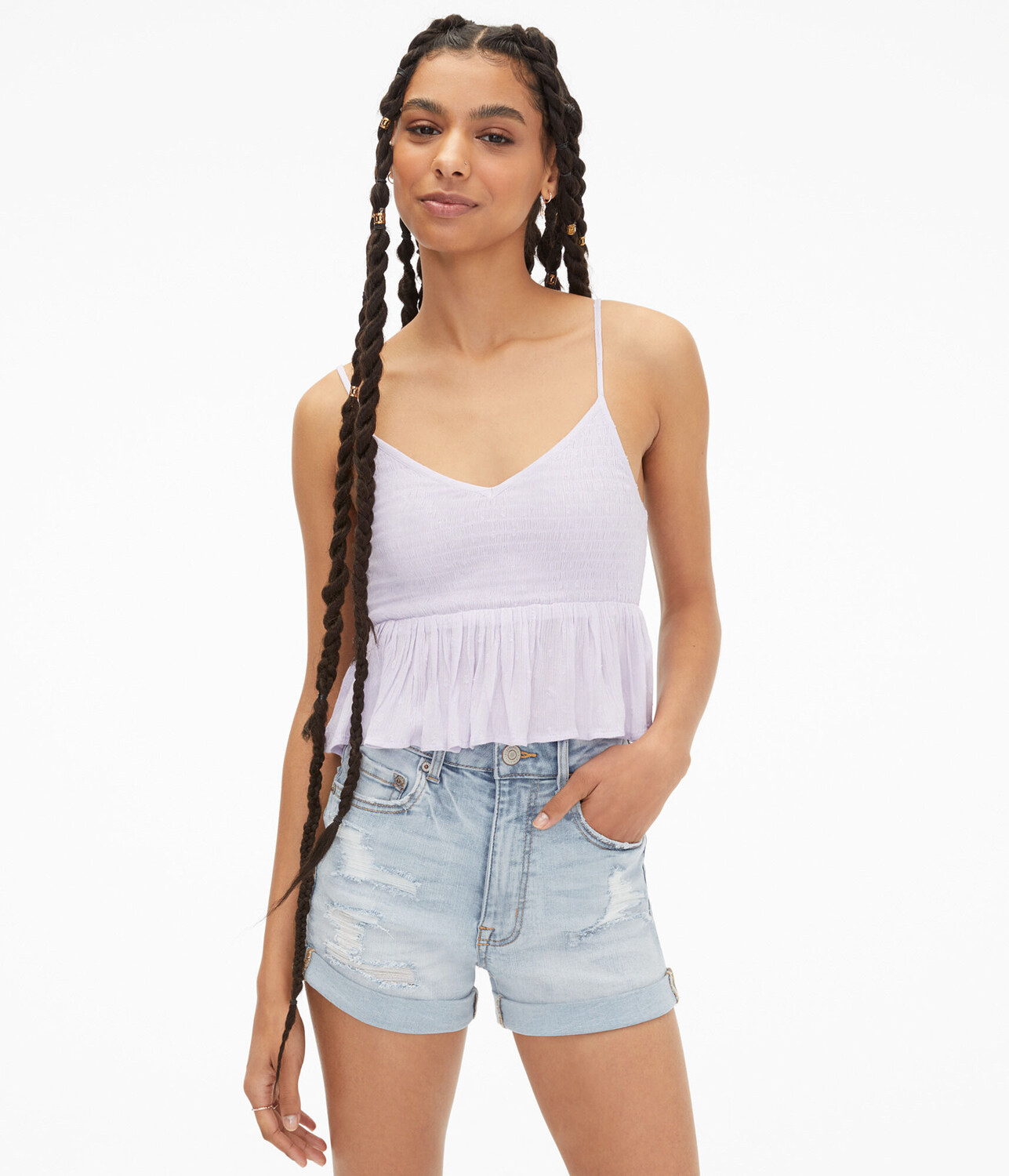 

Укороченная майка Babydoll со сборками Aeropostale, фиолетовый