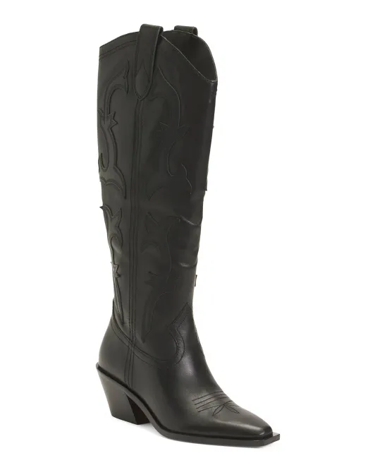 

Кожаные сапоги в стиле вестерн с высоким голенищем Samare Dolce Vita, цвет Black Leather