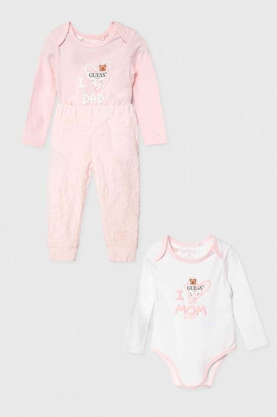 

Хлопковый костюм для новорожденных Guess, розовый