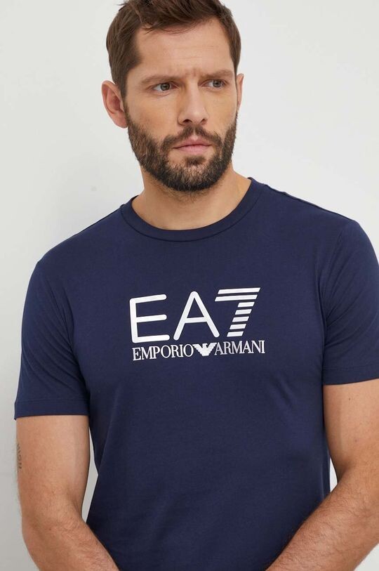 

Хлопковая футболка EA7 Emporio Armani, темно-синий