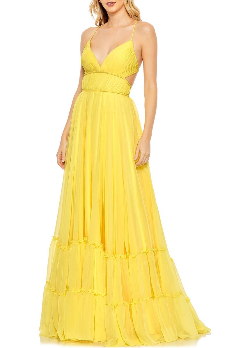 

Ярусное шифоновое платье с завышенной талией MAC DUGGAL