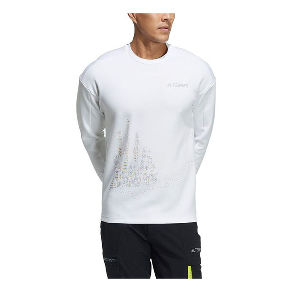 Толстовка adidas Mtnlt Gfx Sweat Casual Sports Pullover Round Neck White, белый цена и фото
