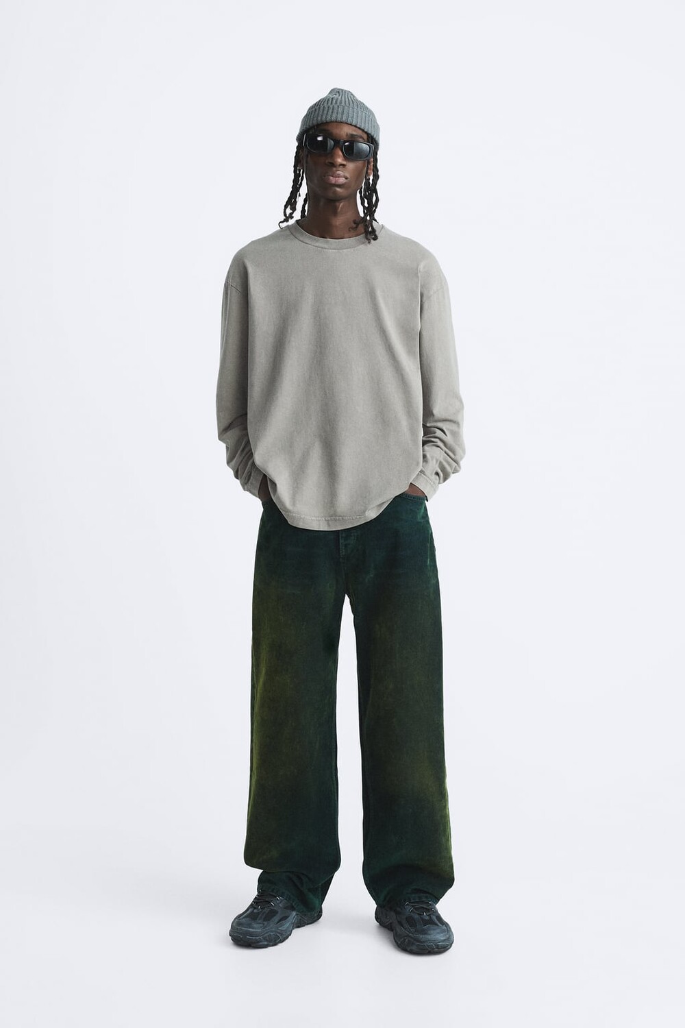 

Топ с длинными рукавами ZARA, средне-серый