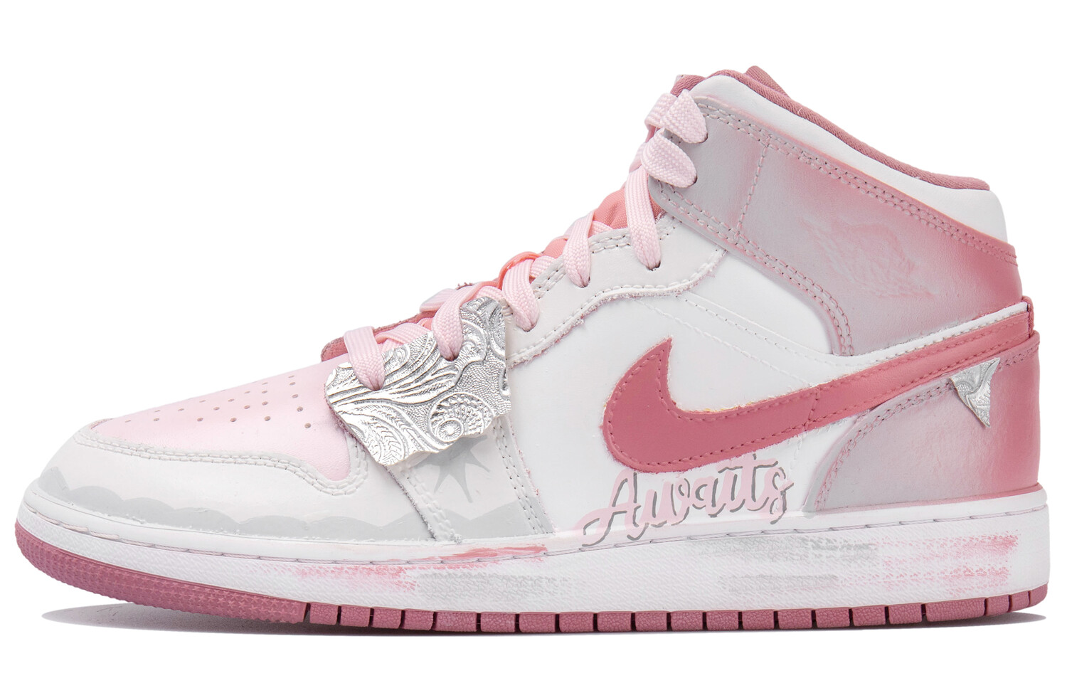 

Jordan Air Jordan 1 винтажные баскетбольные кроссовки женские, White/Pink