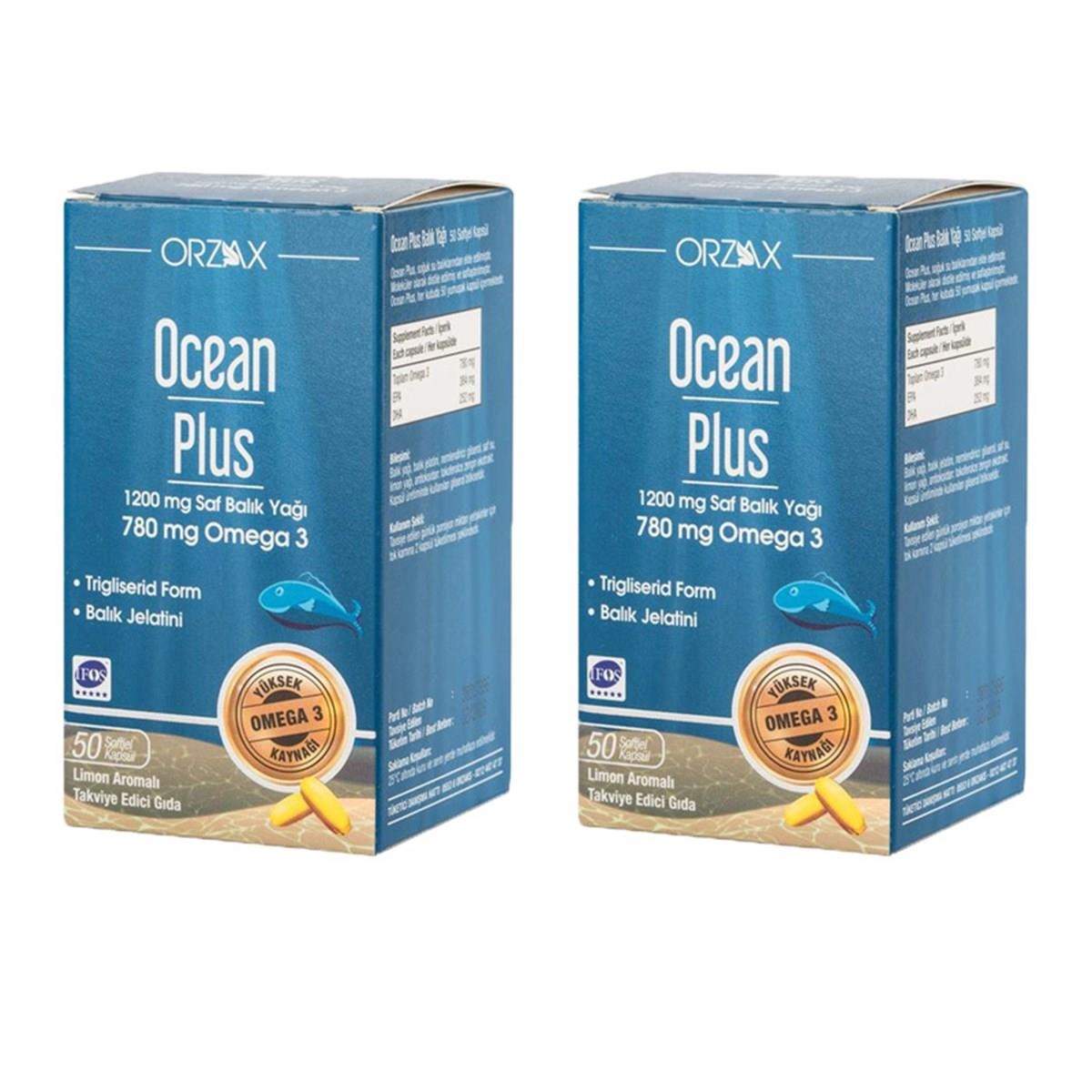 Рыбий жир Ocean Plus 1200 мг, 50 капсул, 2 шт. ORZAX