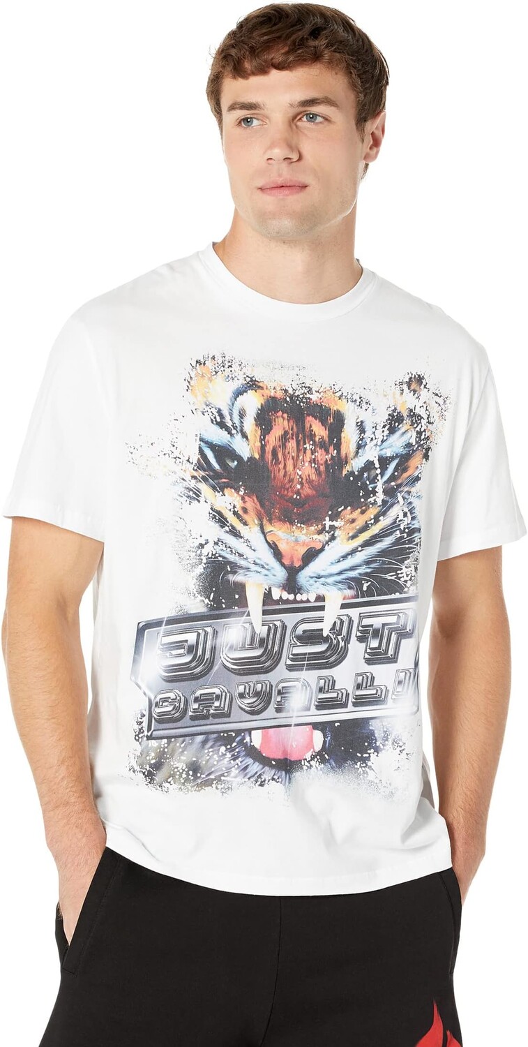 

Футболка Just Cavalli Crew Neck Cotton T-Shirt with "Tiger Roar" Graphic, белый