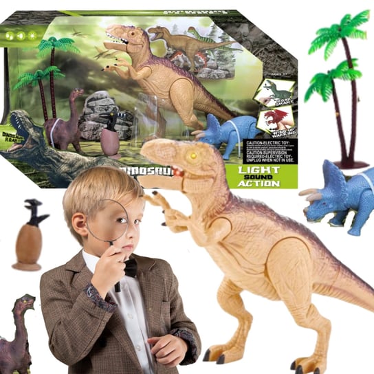 Набор Из 4 Фигурок Динозавров 2 Дерева Звуковые И Световые Эффекты Inna marka