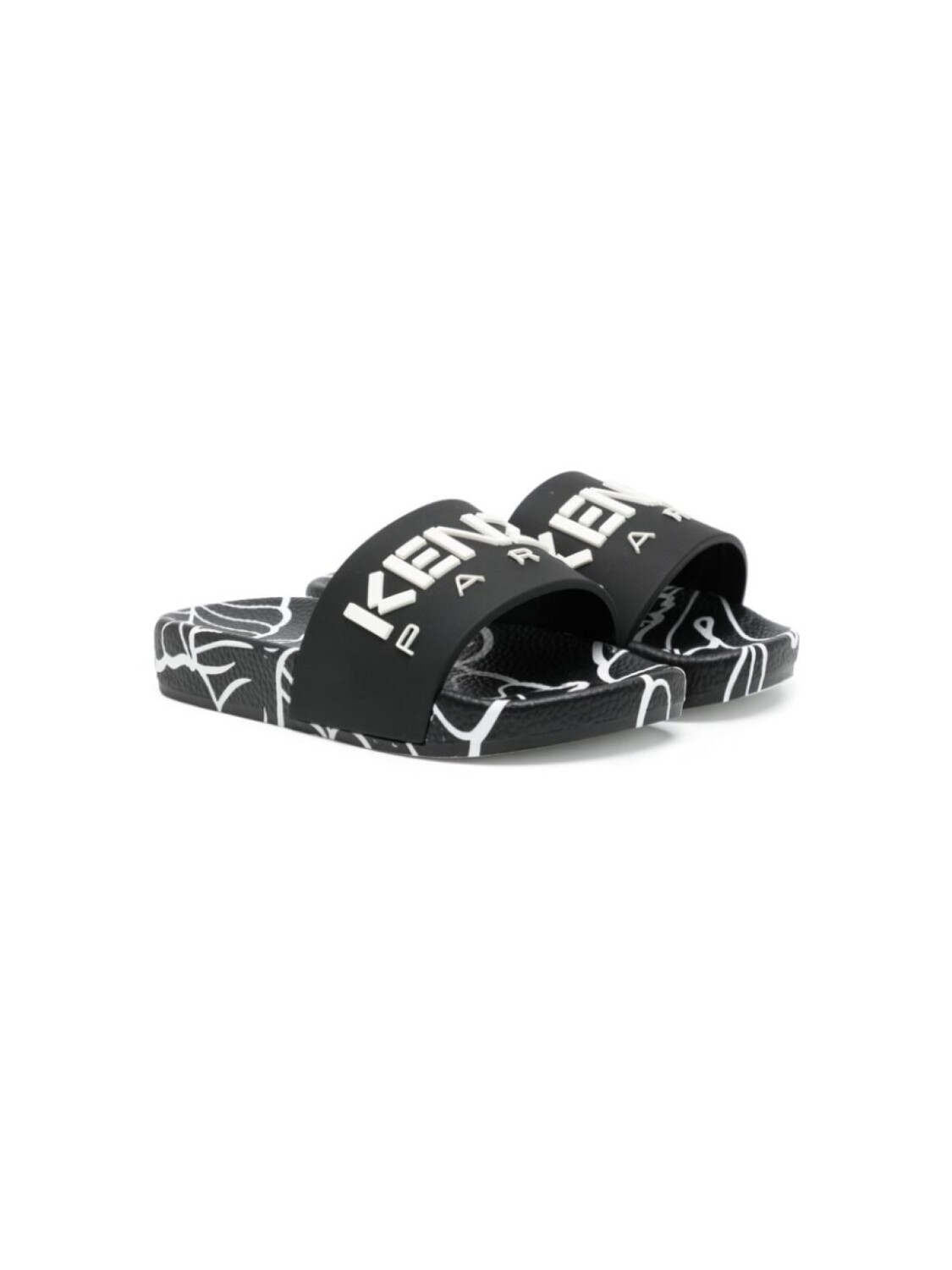 

Шлепанцы с тисненым логотипом Kenzo Kids, черный