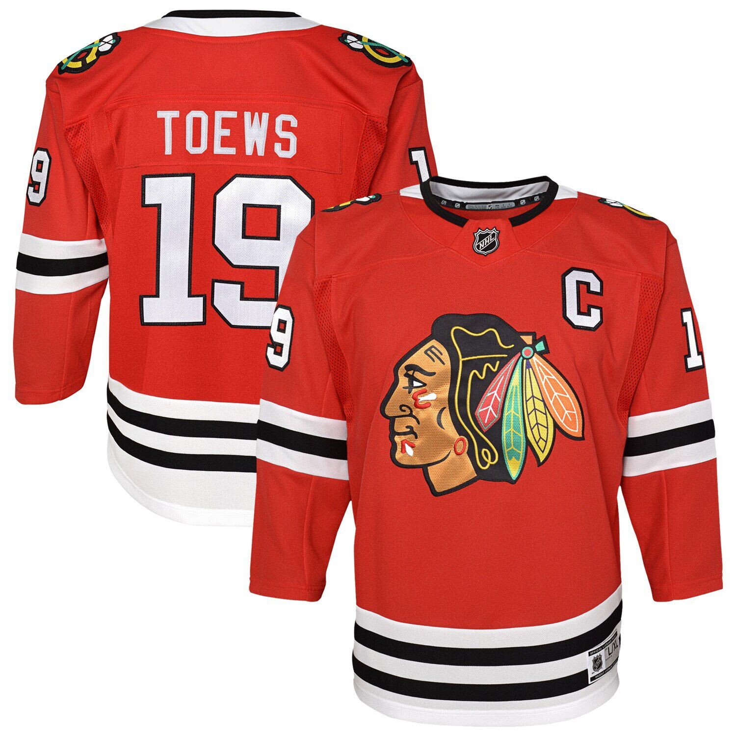 

Молодёжная форма Джонатана Тэйвза Red Chicago Blackhawks, домашняя майка премьер-игрока Outerstuff