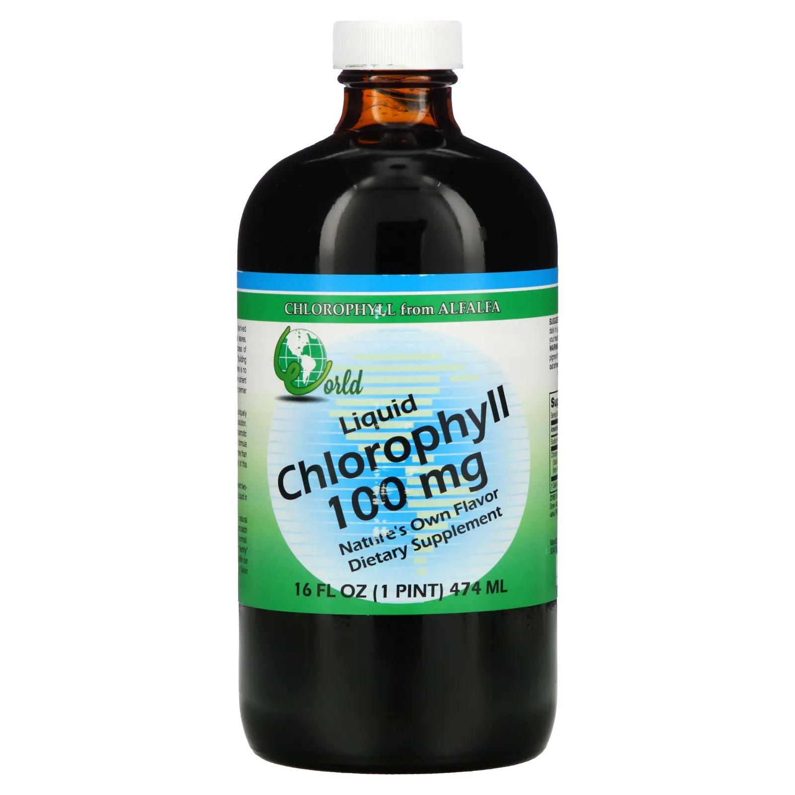 World Organic Жидкий хлорофилл 100 мг 16 жидких унций (474 мл)
